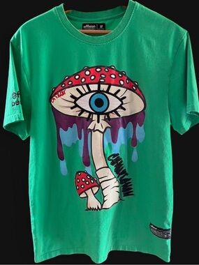 Men’s offbeat Green Graphic Mushroom Eye T-Shirt